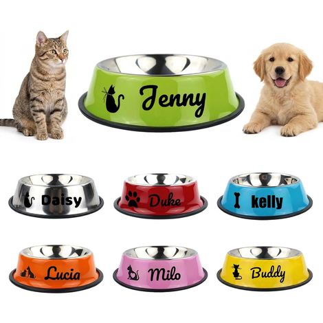 Ciotola per cani personalizzata Ciotola in acciaio inossidabile personalizzata con foto, nome o logo Taglie multiple Adatto per cani e gatti (logo e stile del nome) (1/5)