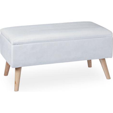 Panca contenitore elegante con coperchio ribaltabile 41 x 80 x 40 cm seduta comoda stile moderno in velluto grigio 130009673