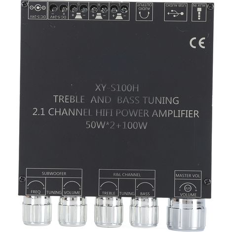 Carte d'amplificateur de puissance Bluetooth 5.0 2.1 canaux 50W/100W, module d'amplificateur de puissance à puce TPA3116D2 avec contrôle des basses et des aigus pour haut-parleurs DIY (1/5)