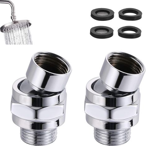 Lntyq 2 Pièces Douche Adaptateur Pivotant RéGlable, Rotule Pommeau de Douche, Rotule Pivotante en Laiton Réglable, Universelle G1/2 Chrome, pour Connecter des Pommes de Douche et des Conduites D'eau