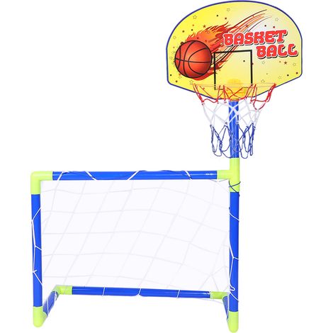 Ensemble de football et de basketball portable 2 en 1 pour enfants : panier de football, panier et panneau de basket-ball. Jouet sportif pour enfants. (1/5)