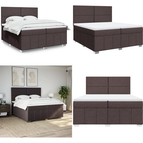 vidaXL Sommier à lattes de lit avec matelas Marron foncé 200x200 cm (1/5)