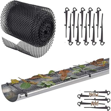 Grillage Gouttiere Haute Qualité ROBUSTE [INCLUS 12 Crochets + 1Grille 6m x 15cm] Protege Toiture + Protection contre Feuille