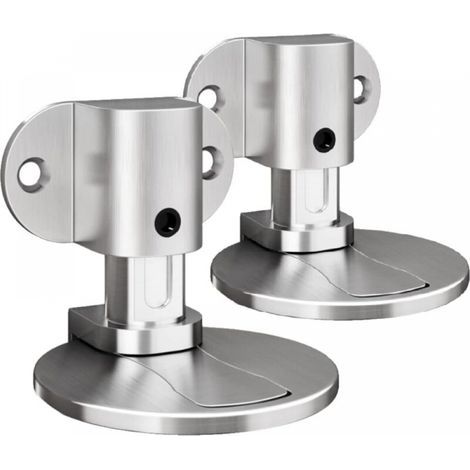 Set di 2 fermi per porte magnetici in metallo, invisibili e robusti, con adesivo e viti, per ufficio e casa (argento) (1/5)
