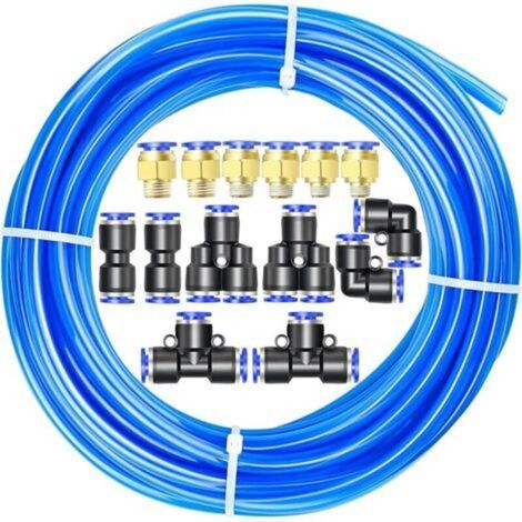 Polyurethane PU Air Hose Kit, 10M Blue PU Air Hose, 4mm OD x 2.5mm ID with 14 Fittings (1/5)