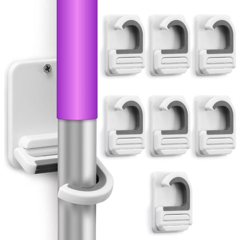 Supports pour balais et serpillières - Lot de 8 - Autocollants - Support pour balai - Système de suspension pour outils de jardin - Support pour balais et serpillières (1/2)
