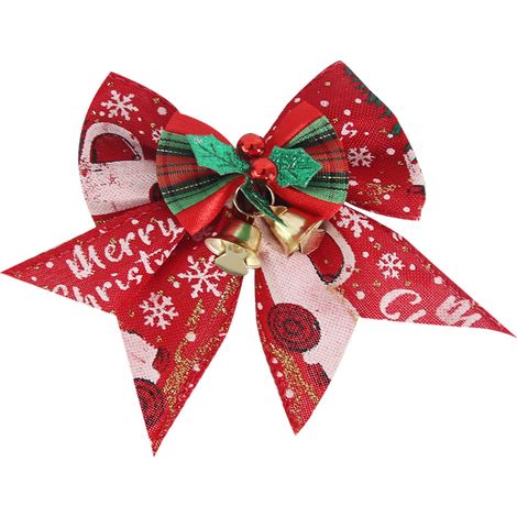 Nœuds Papillon De Noël - 8 Pièces - Pour Décoration Arbre De Noël Fenêtres Couronnes Cadeaux - Rouge Vert Or Blanc (1/5)