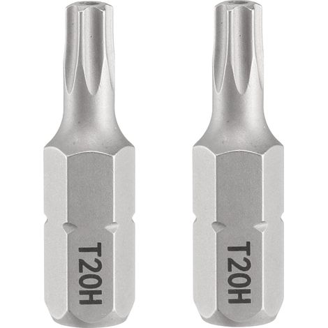 2pcs T20H Embout de Tournevis Torx 1/4" Tige Hexagonale 25mm/1" Longueur Magnétique Tête Étoile à 6 Pans Acier S2 Embout de Tournevis avec Trou (1/5)