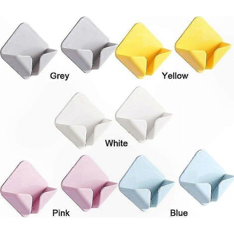 Set mit 10 selbstklebenden Wandhaken für Küche, Bad, Büro und Kleiderschrank, verschiedene Farben, 4,6 x 4,6 cm, Kunststoffhalterungen für bohrfreie Montage (1/5)