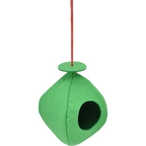 Hängender Vogelfutterspender aus grünem Filz, geeignet für den Außenbereich, Balkon, Garten und als Zubehör zur Fütterung von Wildvögeln. (1/5)