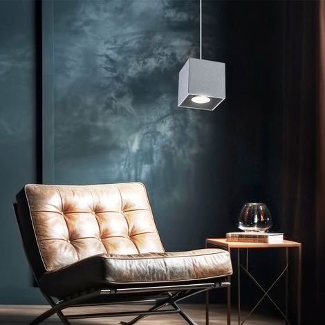 Wohnzimmerlampe modern hängend Hängelampe grau Pendelleuchte Esstisch, Aluminium, 1x GU10, LxH 10x80 cm, Esszimmer, Küche