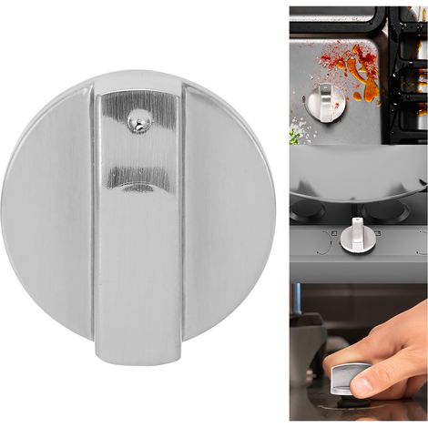 Bouton de cuisinière universel en alliage de zinc de 8 mm, adaptateur pour bouton de commande de four et de cuisinière, couleur argent. (1/5)