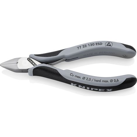 KNIPEX 77 32 130 ESD Alicates de corte diagonal para electrónica ESD con articulación machihembrada con mangos multicomponentes 130 mm (1/3)
