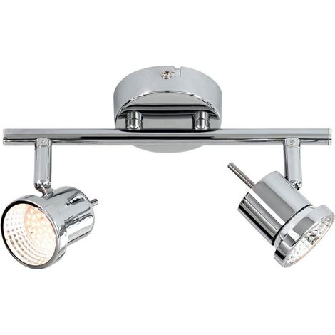 Plafonnier 2 flammes LED plafonnier rail lumineux Spot de plafond à spots mobiles, spot orientable, 2x LED 5W 400lm blanc chaud, L 25 cm
