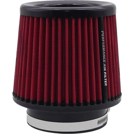 Filtre à air universel de voiture - Filtre à air de rechange pour 76 mm, 89 mm, 101 mm - Kit d'admission - Filtre à air froid universel - Lavable et réutilisable (rouge) (1/5)
