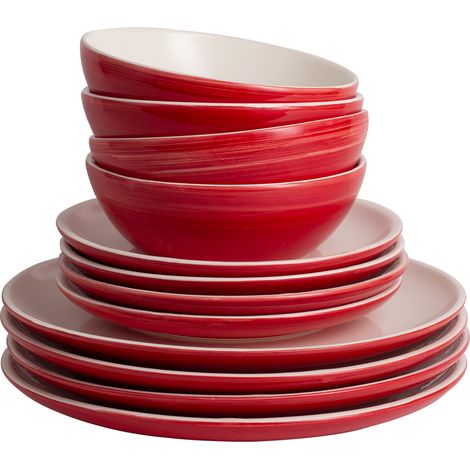 Juego de vajilla de 12 piezas Vintage Cuisne Rojo