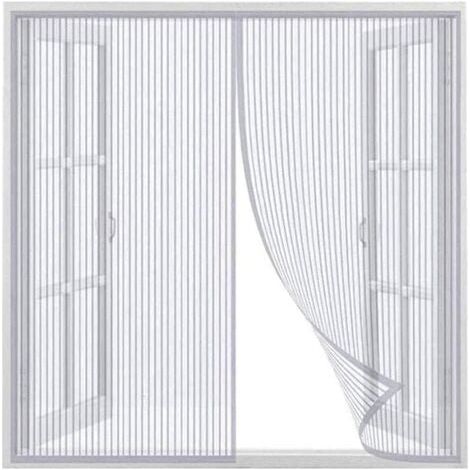 Rideau de moustiquaire magnétique fenêtre,rideau de moustiquaire pour porte, garder l'espace de porte et fenêtre respirant,Blanc,90x150cm (1/5)