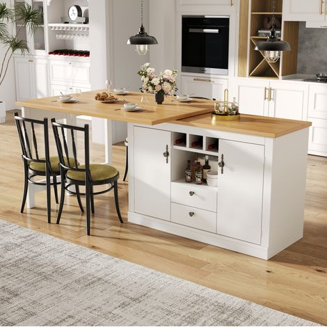 Table extensible 120-180 cm avec rangement blanc HAVRYA (1/5)