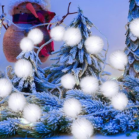 ZOLGINAH Guirlandes de Boules de Neige, 8.2ft / 20 LED Guirlande Lumineuse de Noël avec Télécommande, étanche Décoration pour Intérieur Et Extérieur Fête de Mariage Sapin de Noël (Blanc Froid) (1/5)