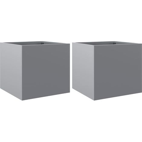 Vaso per fioriera aiuola rialzata piante fiori giardino terrazze set da 2 argento 32 x 30 x 29 cm acciaio zincato argento 020039009