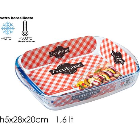 Pirofila teglia tortiera da forno e microonde rettangolare in vetro cottura cucina (1/4)