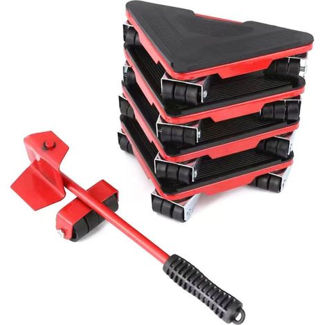 Heavy Object Moving Tool, Raclette de Nettoyage en Silicone avec Manche Telescopique Usage Humide/Sec pour Sols, Vitres et Carrelage (1/5)