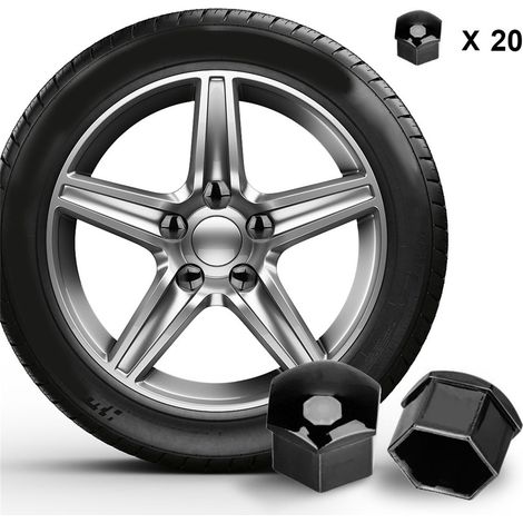 Schwarze ABS-Radmutternabdeckungen, 21 mm, 20 Stück – Rostfrei und dekorativ (1/5)