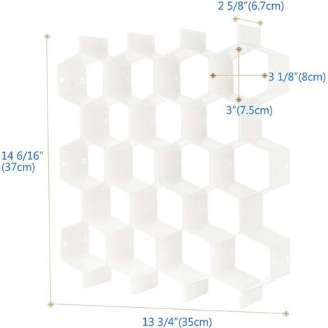 Organizzatore per cassetti regolabile, design fai-da-te, struttura a nido d'ape, per biancheria intima, cinture, sciarpe e calze, bianco (1/5)
