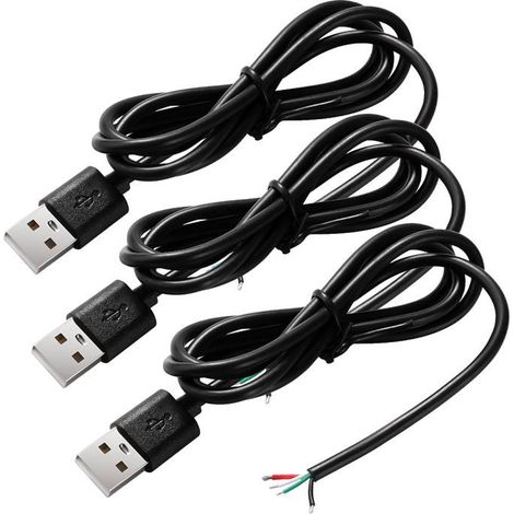 Câble USB C -KAL-3 Pièces Câble Nu USB 2.0 USB-A Mâle 4 Broches,Fil Nu À Extrémité Ouverte 1M,5V 3A,22AWG (1/5)