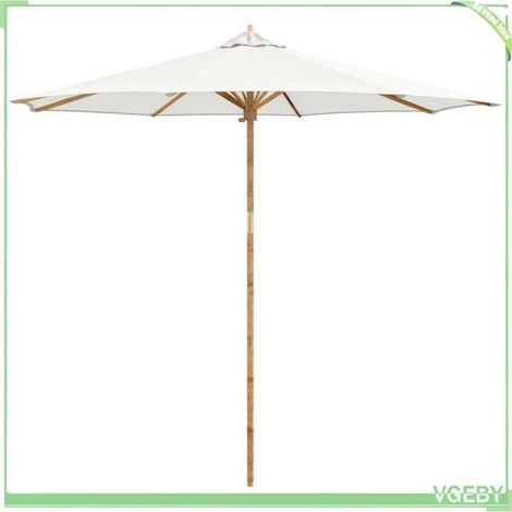 Parasol de jardin - FAFEICY - 4108083 - Blanc crème - Ø270 cm - Cadre bambou, toile polyester anti-UV (1/5)