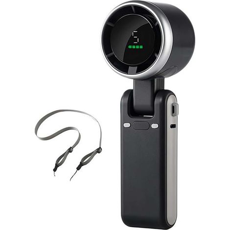 Faltbarer, tragbarer Ventilator, schwarz, mit USB-C-Schnellladefunktion, 5 Geschwindigkeitsstufen, inklusive Kabel – für optimale Kühlung. (1/5)