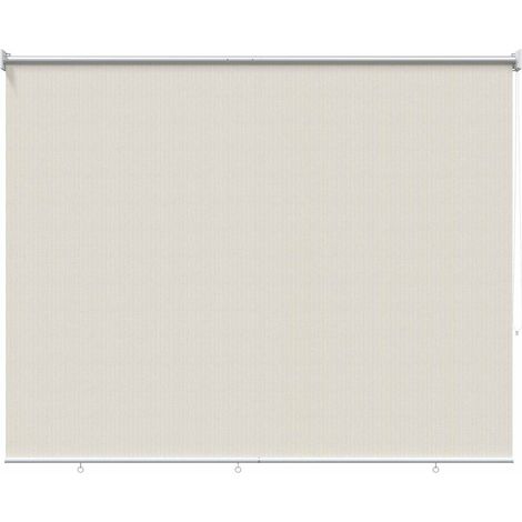 Store roulant extérieur en HDPE 225 x 140 cm crème – Brise-vue pour balcon, terrasse et pergola – Bloque 90 % des UV (1/5)