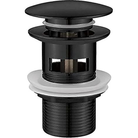 Bonde de lavabo à clapet, bonde à fente avec trop-plein pour lavabo de salle de bain, filetage 1/4", double joint en silicone, chromée, noire (1/5)