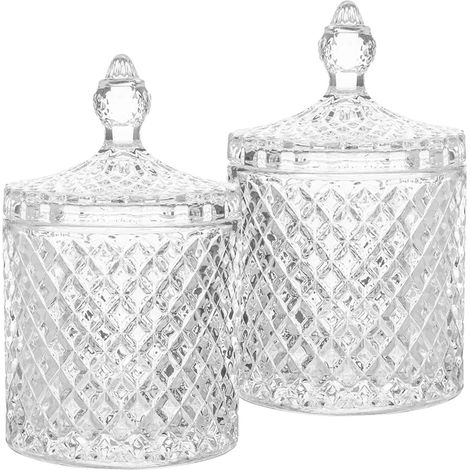 Dekorative Kristallglas-Dosen Bonbongläser 300ml, 2er Set (1/5)
