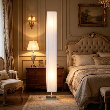 Lámpara de columna independiente hermosa, lámpara de pie de diseño para dormitorio, lámpara de pie para sala de estar con diseño esbelto (solo con 1 lámpara de pie para sala de estar, bombillas no inc (1/5)