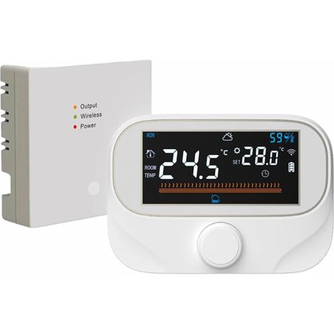 Thermostat sans WiFi Smart Home Tuya Batterie Chaudière à Gaz Chauffage de l'eau Contrôleur de Température Numérique Blanc (1/5)