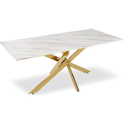Table de Repas Design "Nalou" 180cm Blanc & Or (1/2)