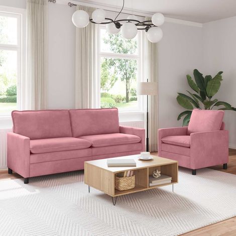 Juego de Sofá 2 pcs Rosa Terciopelo