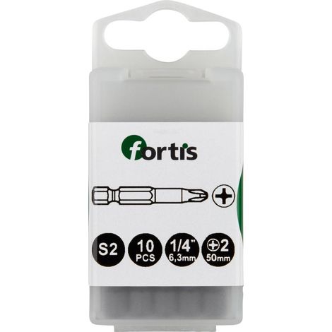 Bit zähhart 1/4" DIN3126 E6,3 PH2x50mm 10er Pack FORTIS (1/5)