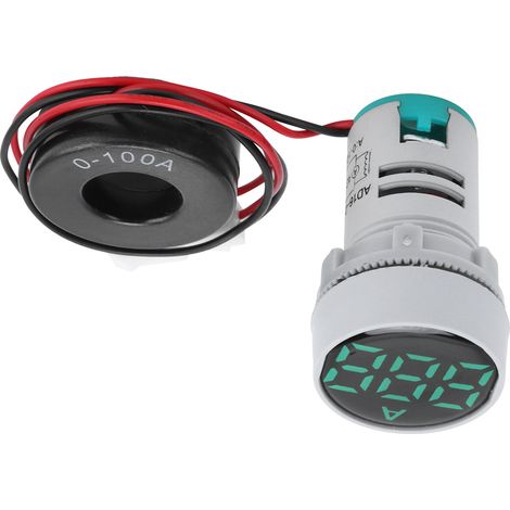 Compteur de courant AC 220V numérique, indicateur circulaire AD16-22DSA à cristal vert, voyant de signalisation pour tableau
