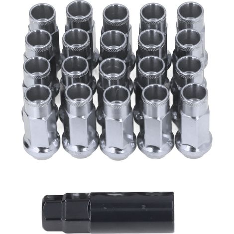 Lot de 20 écrous de roue métalliques M12x1,25, accessoires de voiture universels, de rechange pour Mitsubishi, couleur argent. (1/5)
