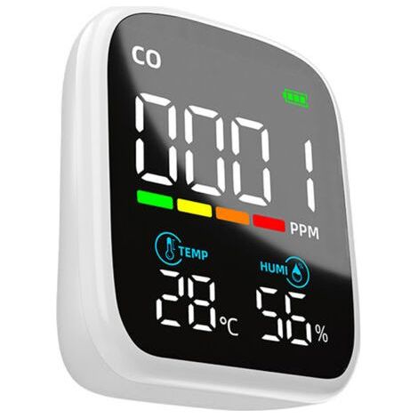 Testeur CO portable affichage LED numérique, détecteur monoxyde de carbone multifonction, testeur température et humidité électrochimique, testeur qualité d’air domestique,de dyk.Trywise (1/4)
