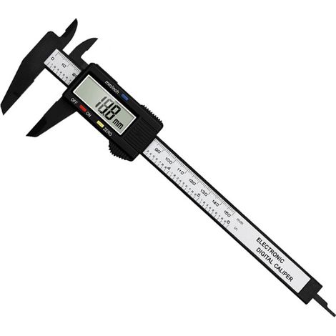 Pied a Coulisse Digital, Pied à Coulisse Numérique en Fibre de Carbone de 150 mm / 6 " Avec écran LCD Transparent et Batterie de Secours pour les Mesures Externes, Internes, Profondeur et Pas (1/5)