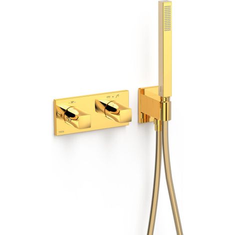 Robinet thermostatique encastré à 2 voies B-system. Or 24K - TRES 30725201OR