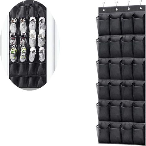 Rangement à chaussures suspendu, 1 pièce, 24 poches, organisateur gain de place à suspendre sur une porte, idéal pour ranger chaussures et accessoires (1/4)