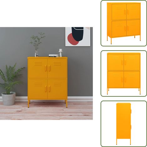 Lagerschrank Senfgelb 80x35x101,5 cm Stahl - Schrankschubladen - Metallregal - Garderobe - Wohnzimmermöbel - Aufbewahrungsschrank (1/5)