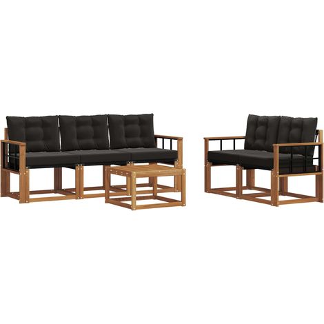 vidaXL Set di divani da esterno 6 pz Naturale e Nero (1/5)