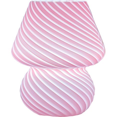 Bardusch - Lampe champignon, lampe de chevet champignon en verre, petite lampe de chevet rayée, lampe tourbillon (1/5)