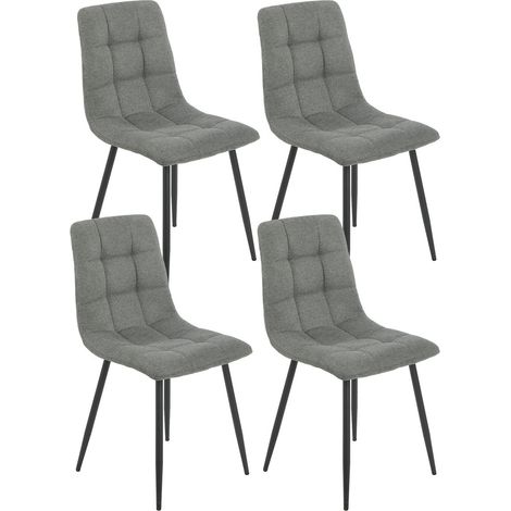 ERNEST - Lot de 4 Chaises Tissu Gris Pieds Métal Gris Anthracite (1/5)