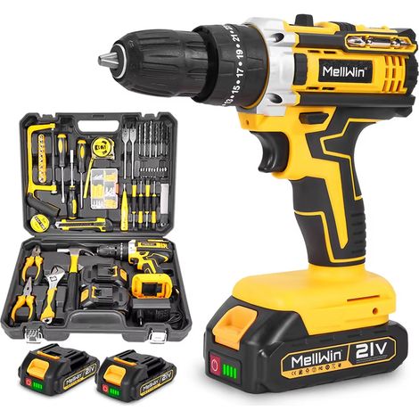 Outil électrique sans fil 18V 25+3 réglages de couple – perceuse-visseuse à percussion compatible Makita, kit avec 44 accessoires (1/5)